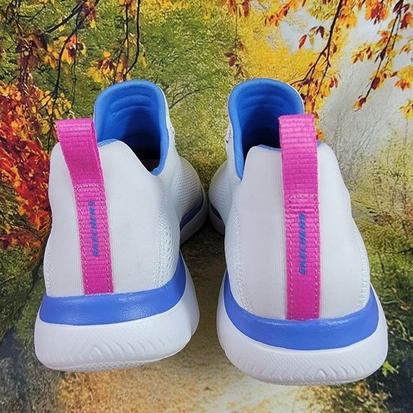 Skechers White and Blue Athletic Shoes - Picture 5 of 9